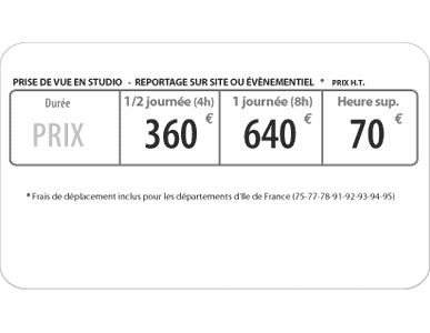 Tarif Photo studio